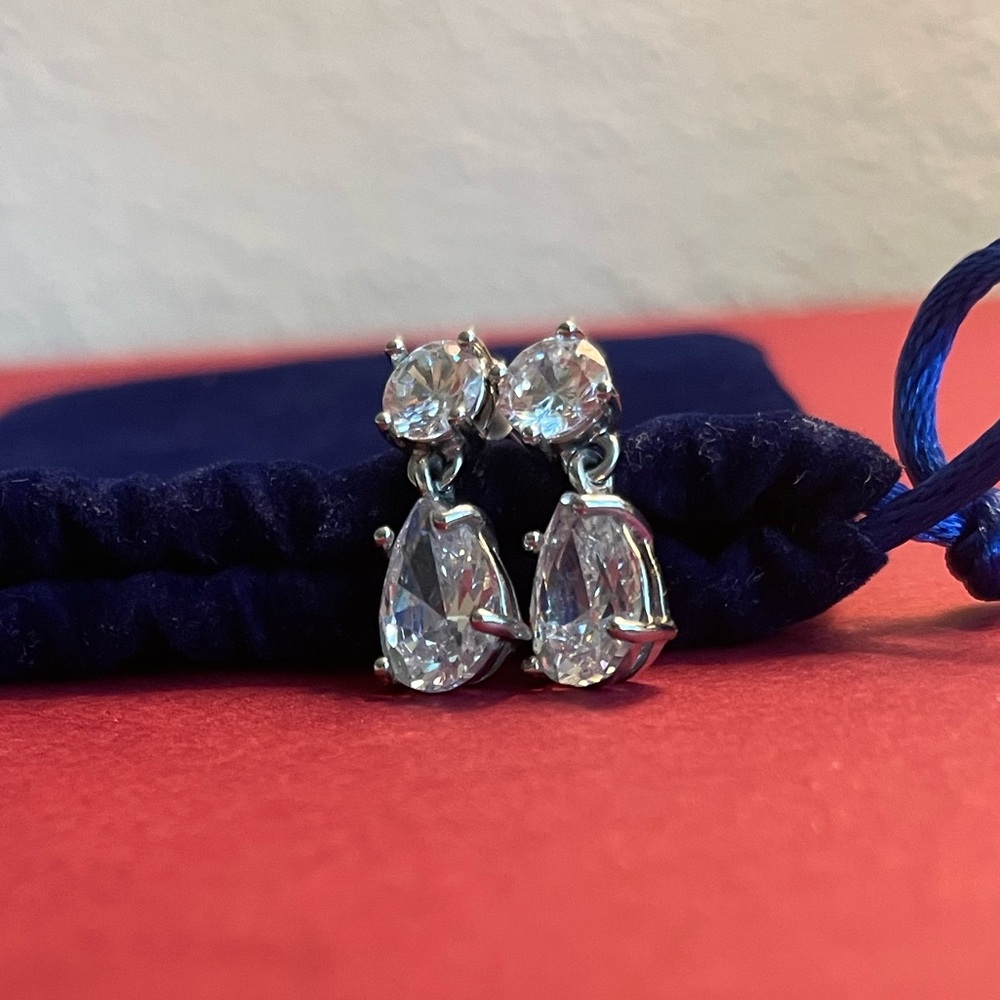 Givenchy Teardrop Silver Crystal Drop Earrings - image 3